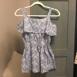 Off the Shoulder Blue Shirt